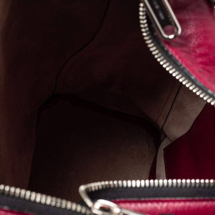 Pre Owned Jimmy Choo Burgundy Leather Raven Chain Shoulder Bag