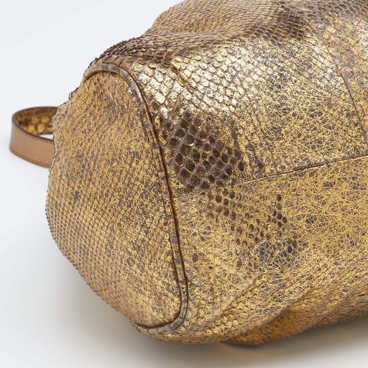 Pre Owned Jimmy Choo Metallic Gold Python Ramona Shoulder Bag