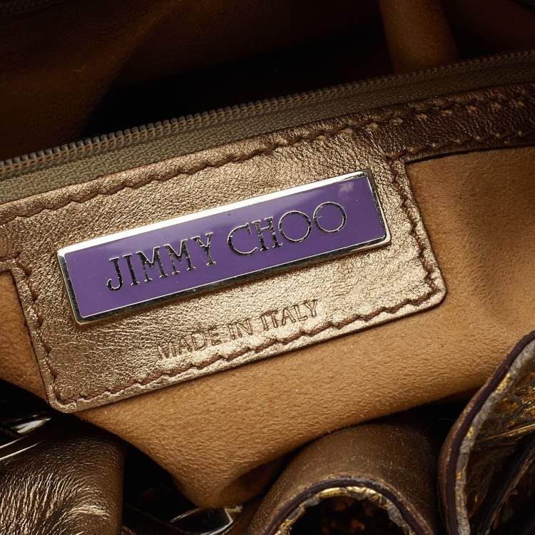 Pre Owned Jimmy Choo Metallic Gold Python Ramona Shoulder Bag