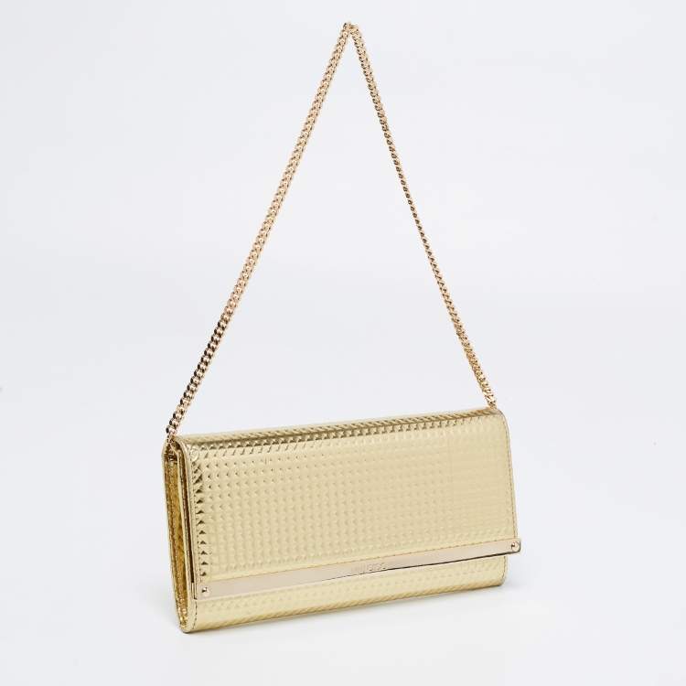 Pre Owned Jimmy Choo Metallic Gold Leather Milla Chain Clutch
