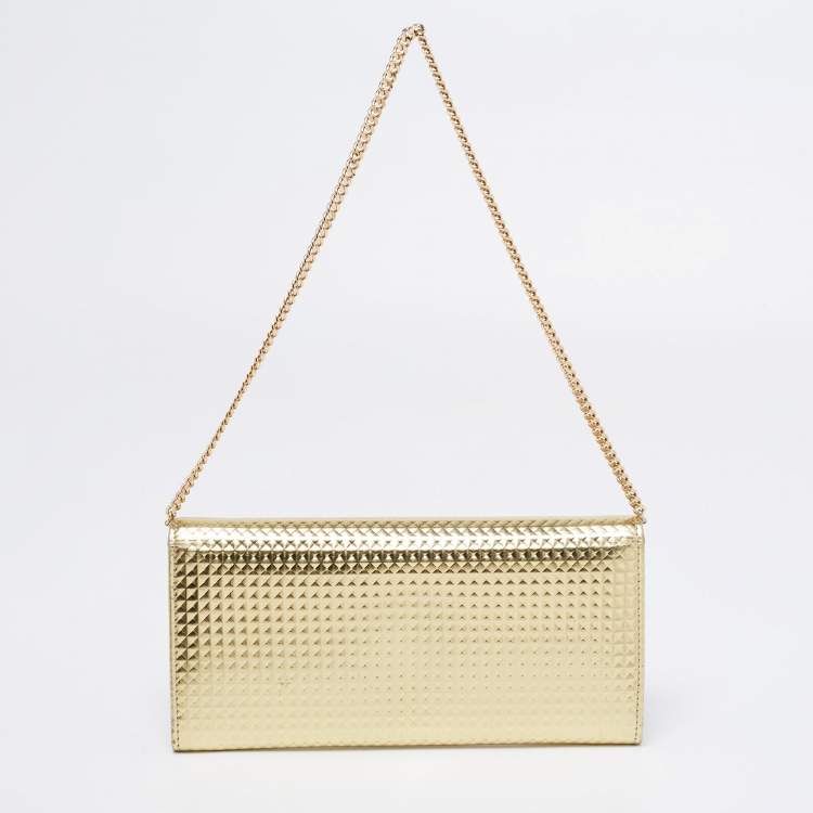 Pre Owned Jimmy Choo Metallic Gold Leather Milla Chain Clutch