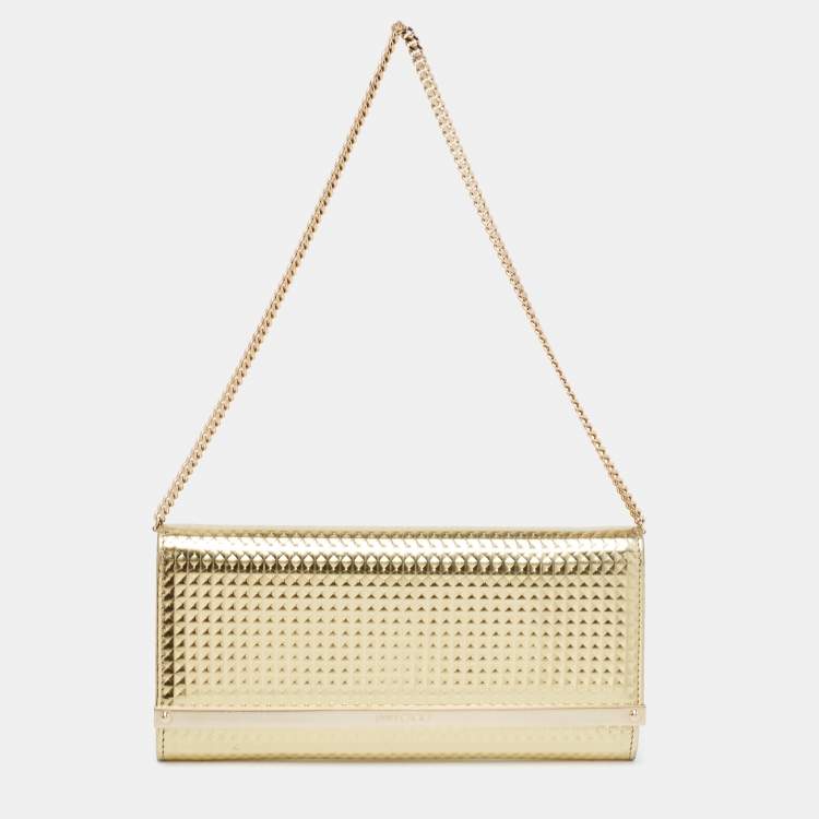 Pre Owned Jimmy Choo Metallic Gold Leather Milla Chain Clutch