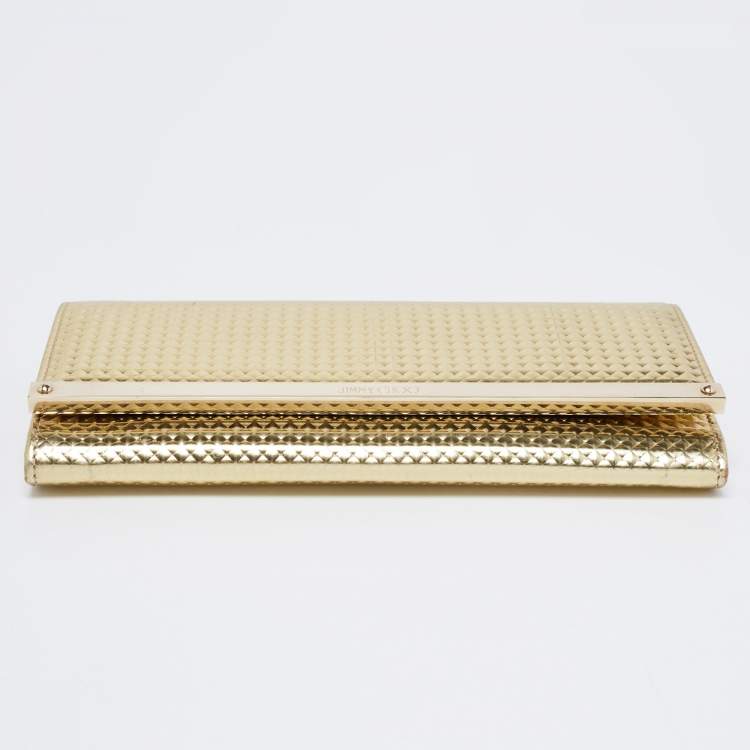 Pre Owned Jimmy Choo Metallic Gold Leather Milla Chain Clutch