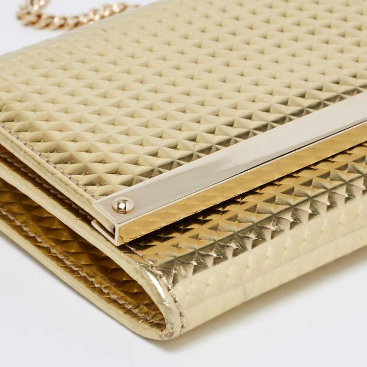 Pre Owned Jimmy Choo Metallic Gold Leather Milla Chain Clutch