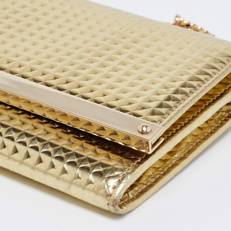 Pre Owned Jimmy Choo Metallic Gold Leather Milla Chain Clutch