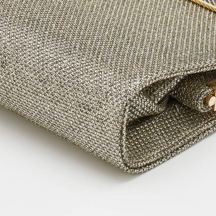 Pre Owned Jimmy Choo Metallic Gold Glitter Cayla Clutch