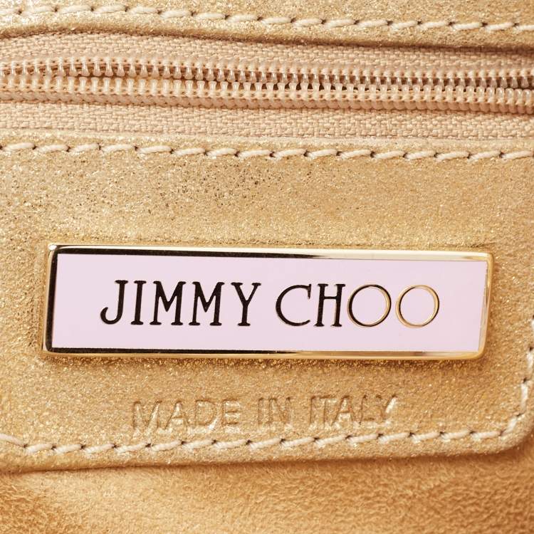 Pre Owned Jimmy Choo Metallic Gold Snakeskin Embossed Leather and Suede Flap Clutch