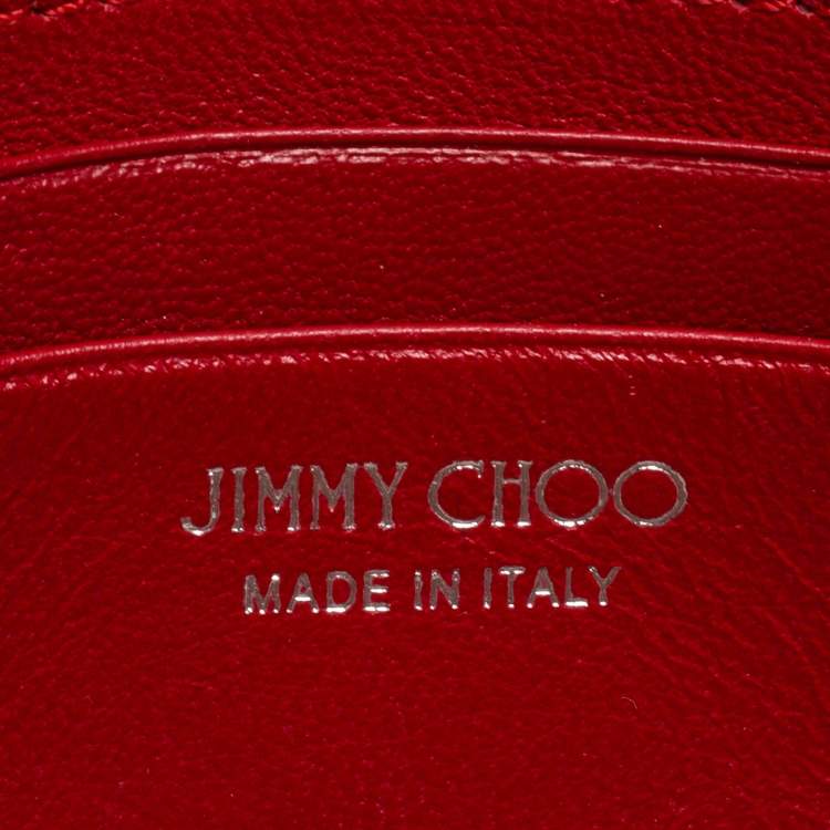 Pre Owned Jimmy Choo Red Fabric And Leather Trimmed Shoulder Bag 