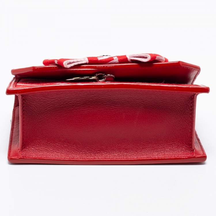 Pre Owned Jimmy Choo Red Fabric And Leather Trimmed Shoulder Bag 