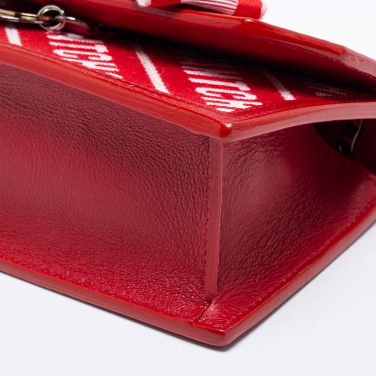 Pre Owned Jimmy Choo Red Fabric And Leather Trimmed Shoulder Bag 
