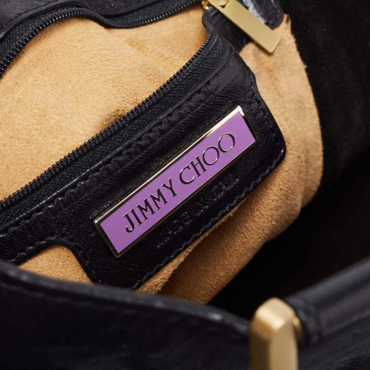 Pre Owned Jimmy Choo Black Leather and Suede Expandable Maia Top Handle bag