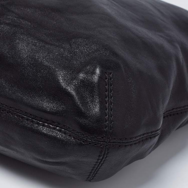 Pre Owned Jimmy Choo Black Leather and Suede Expandable Maia Top Handle bag