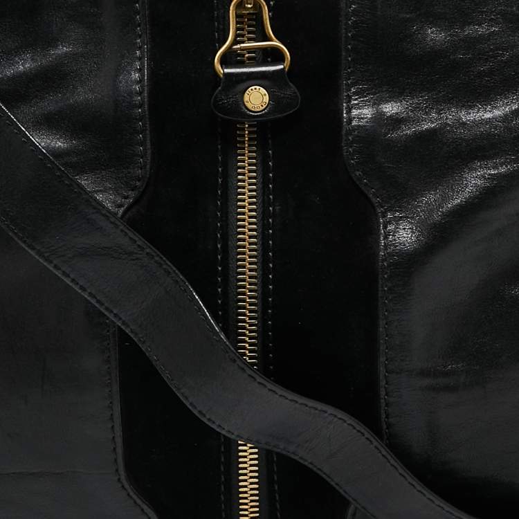 Pre Owned Jimmy Choo Black Leather and Suede Expandable Maia Tote