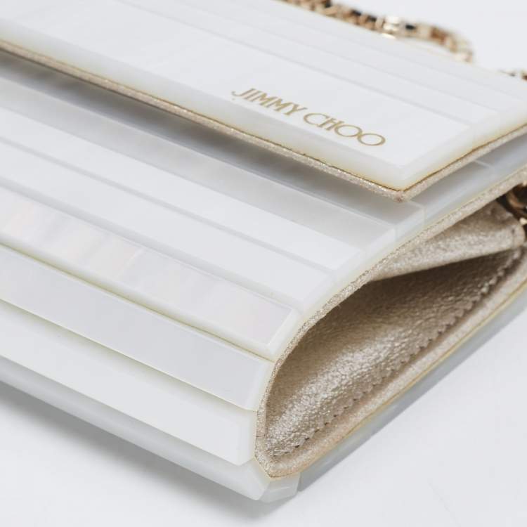 Pre Owned Jimmy Choo Silver Acrylic Sweetie Chain Clutch