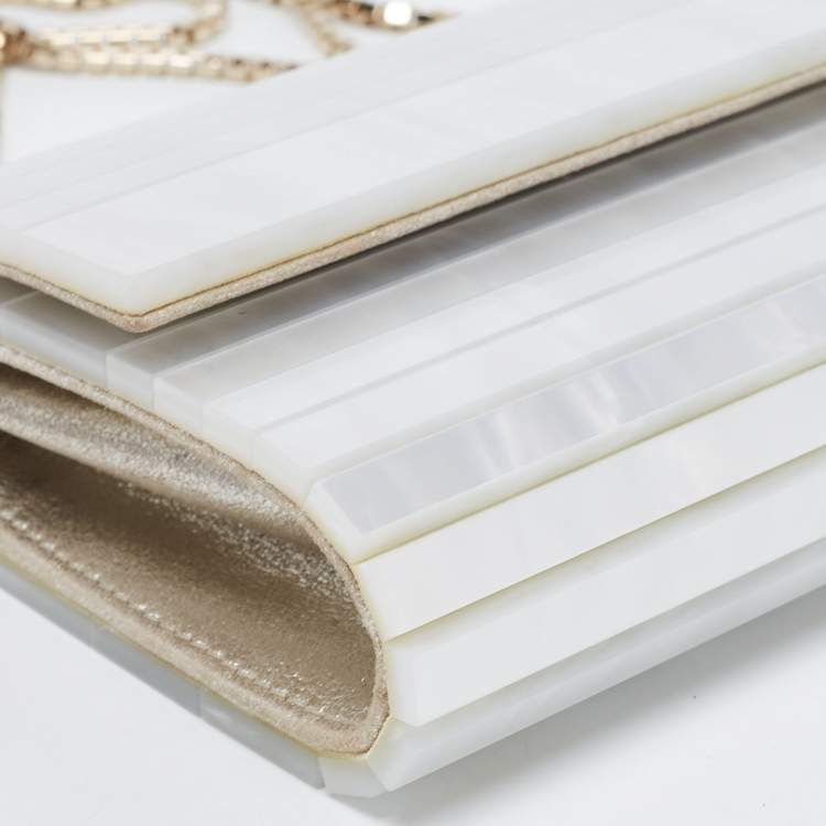 Pre Owned Jimmy Choo Silver Acrylic Sweetie Chain Clutch