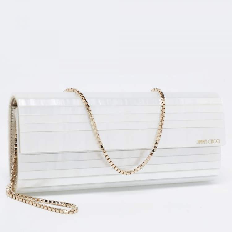 Pre Owned Jimmy Choo Silver Acrylic Sweetie Chain Clutch