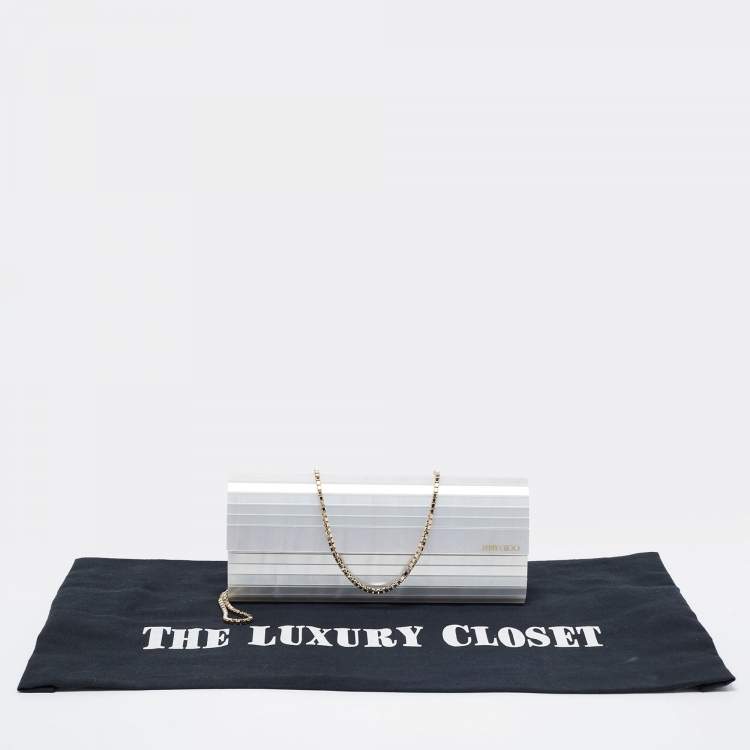 Pre Owned Jimmy Choo Silver Acrylic Sweetie Chain Clutch
