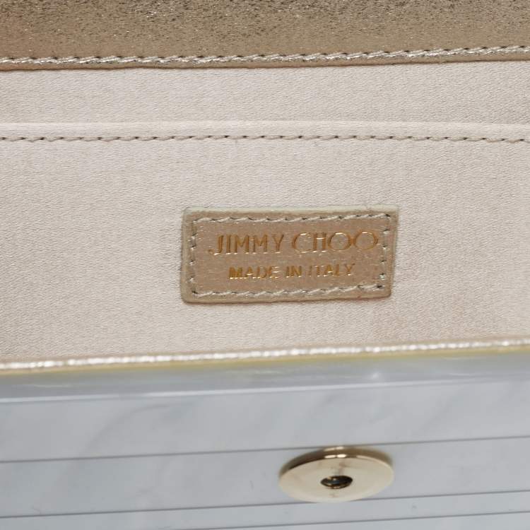 Pre Owned Jimmy Choo Silver Acrylic Sweetie Chain Clutch