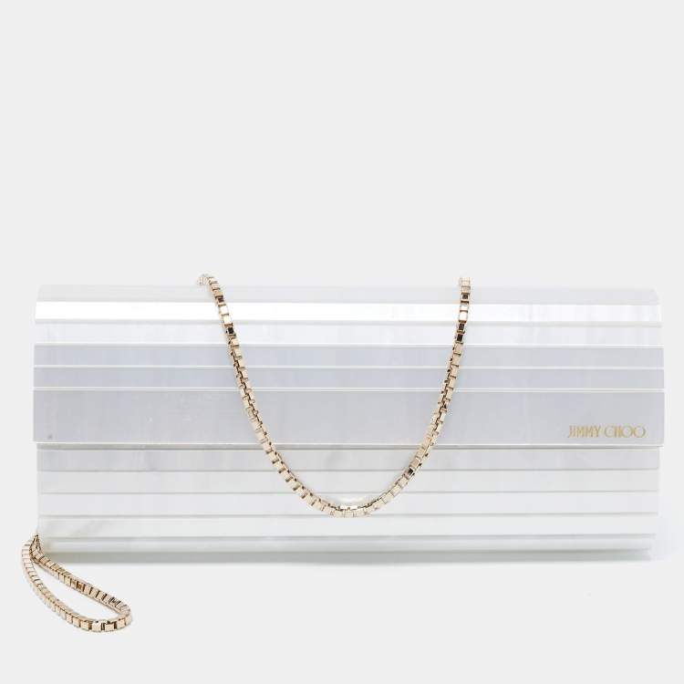 Pre Owned Jimmy Choo Silver Acrylic Sweetie Chain Clutch