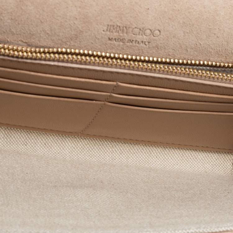 Pre Owned Jimmy Choo Gold Leather Emmie Clutch