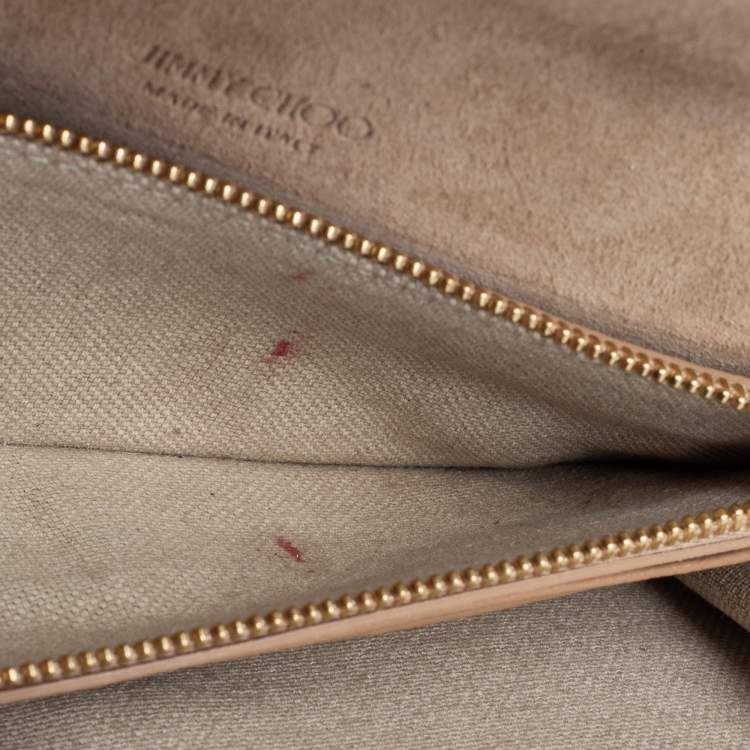 Pre Owned Jimmy Choo Gold Leather Emmie Clutch