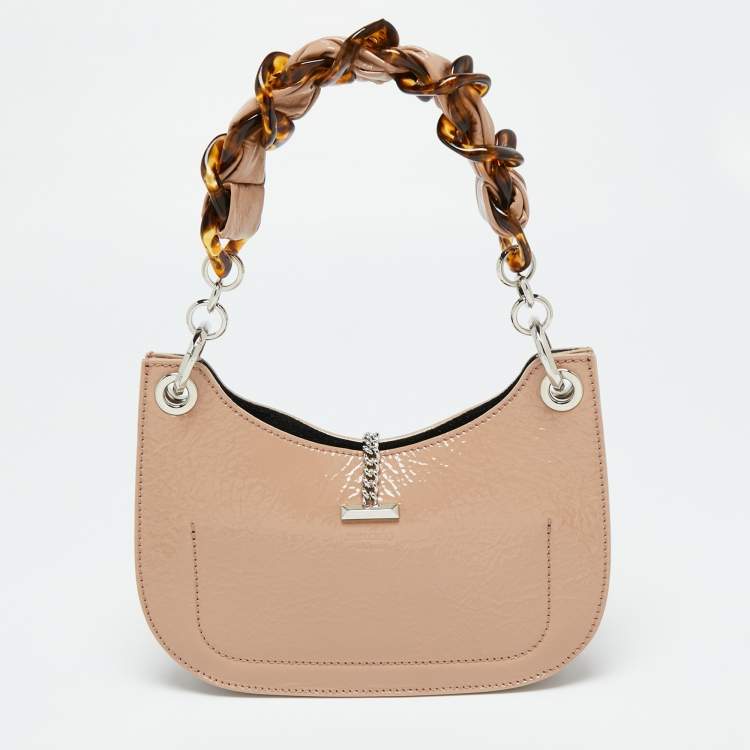 Pre Owned Jimmy Choo Beige Patent Leather Varenne Hobo 