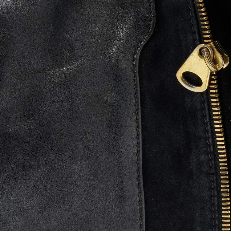 Pre Owned Jimmy Choo Black Leather and Suede Expandable Maia Hobo
