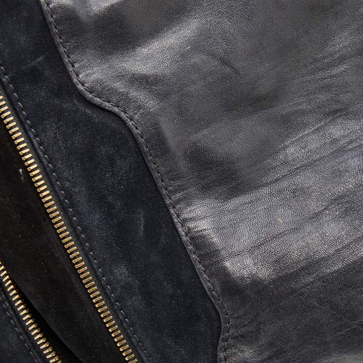 Pre Owned Jimmy Choo Black Leather and Suede Expandable Maia Hobo