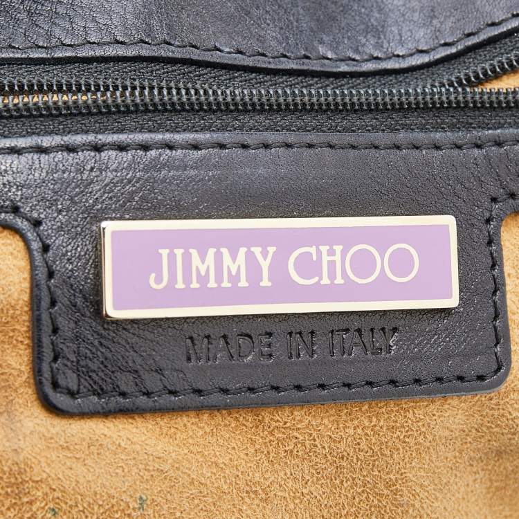 Pre Owned Jimmy Choo Black Leather and Suede Expandable Maia Hobo