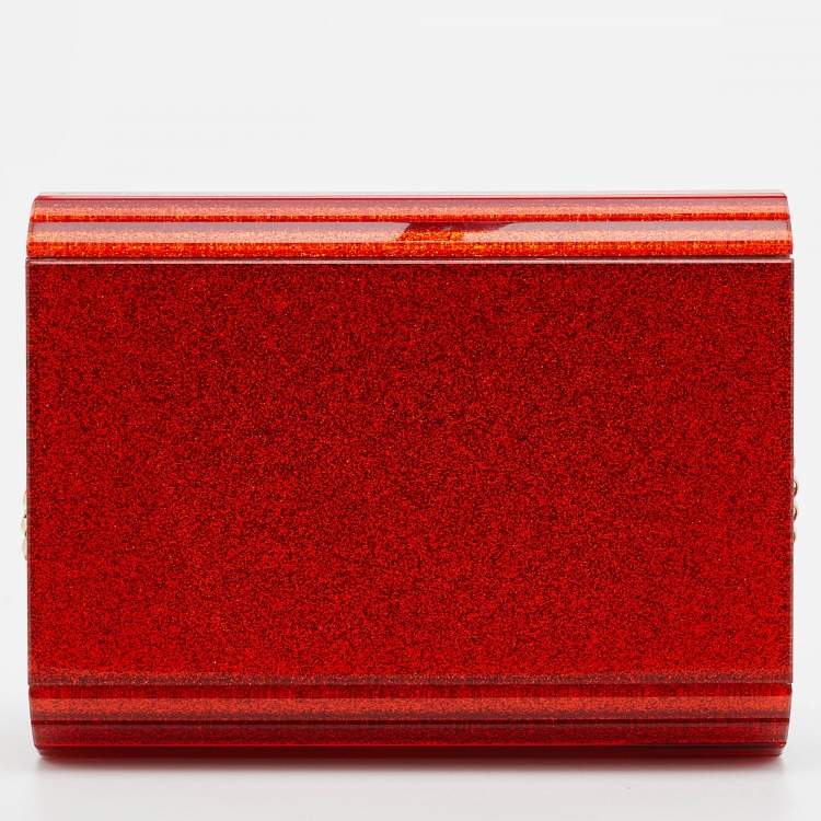 Pre Owned Jimmy Choo Orange Acrylic and Leather Candy Chain Clutch 