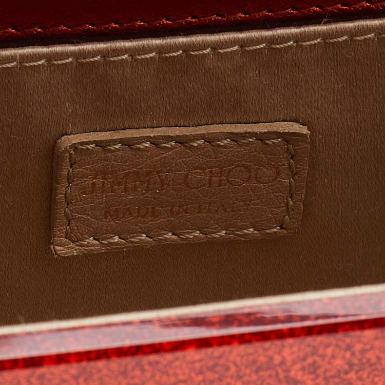 Pre Owned Jimmy Choo Orange Acrylic and Leather Candy Chain Clutch 