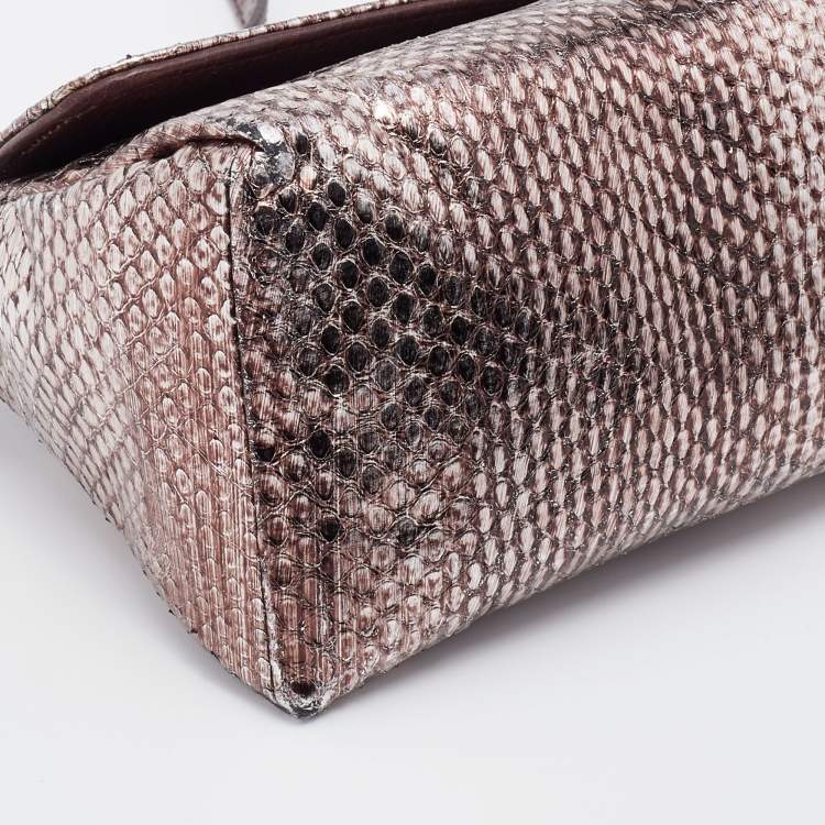 Pre Owned Jimmy Choo Metallic Brown Snakeskin Leather Tulita Pochette Bag
