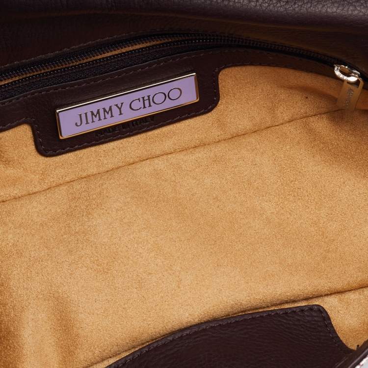 Pre Owned Jimmy Choo Metallic Brown Snakeskin Leather Tulita Pochette Bag