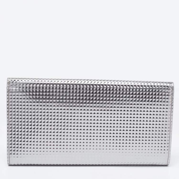 Pre Owned Jimmy Choo Metallic Silver Leather Milla Clutch