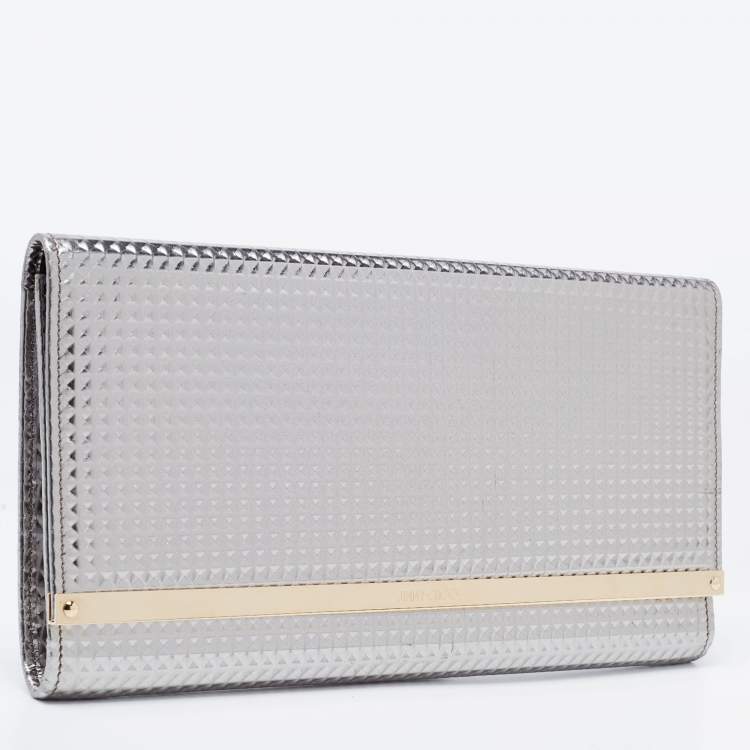 Pre Owned Jimmy Choo Metallic Silver Leather Milla Clutch