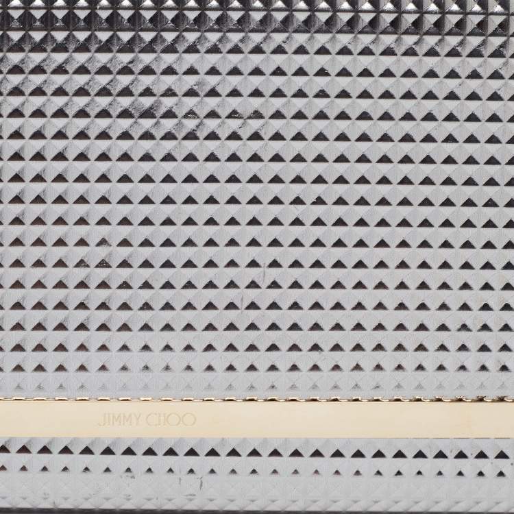 Pre Owned Jimmy Choo Metallic Silver Leather Milla Clutch