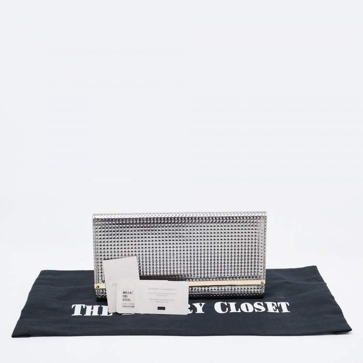 Pre Owned Jimmy Choo Metallic Silver Leather Milla Clutch