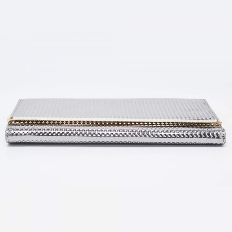 Pre Owned Jimmy Choo Metallic Silver Leather Milla Clutch