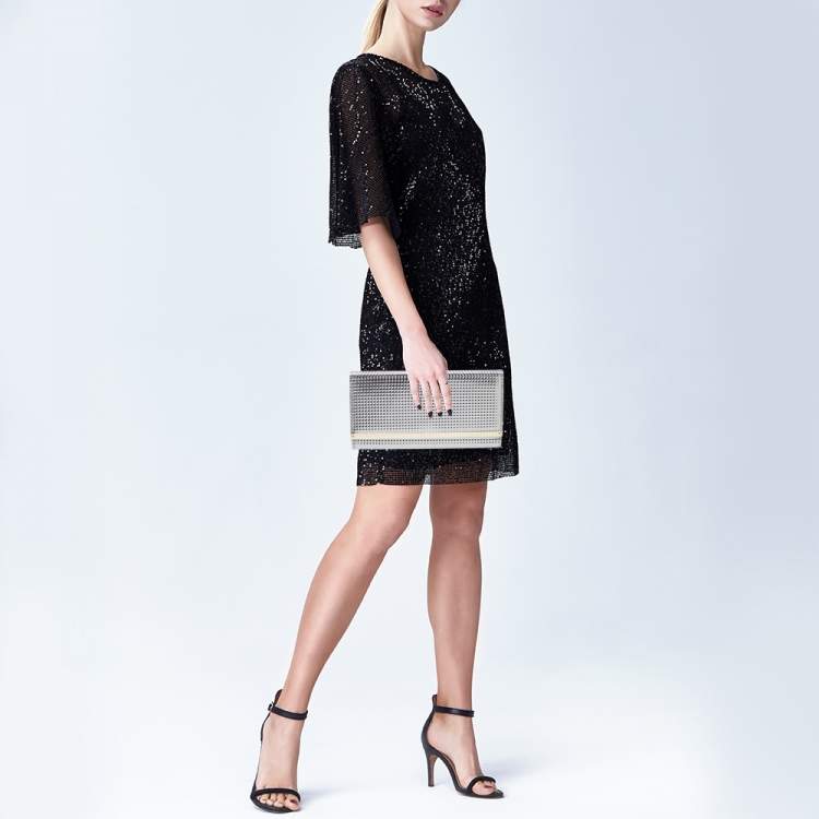 Pre Owned Jimmy Choo Metallic Silver Leather Milla Clutch