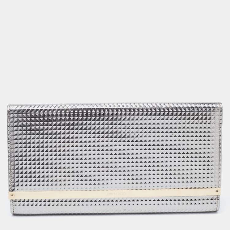 Pre Owned Jimmy Choo Metallic Silver Leather Milla Clutch