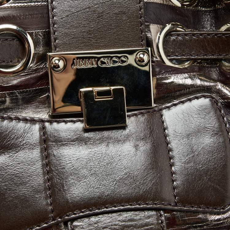 Pre Owned Jimmy Choo Metallic/Dark Brown Eel Leather Ramona Shoulder Bag
