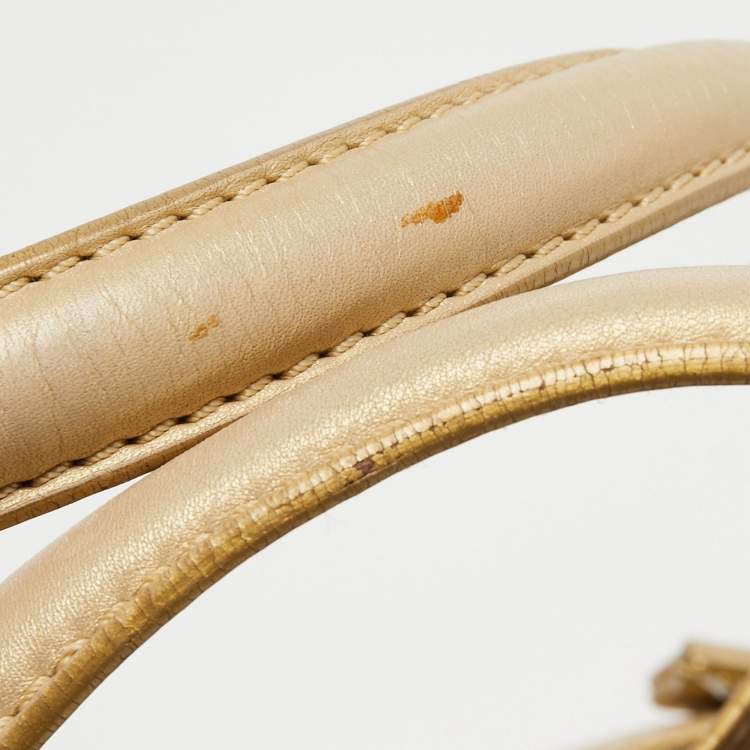 Pre Owned Jimmy Choo Gold Leather and Suede Mahala Bag