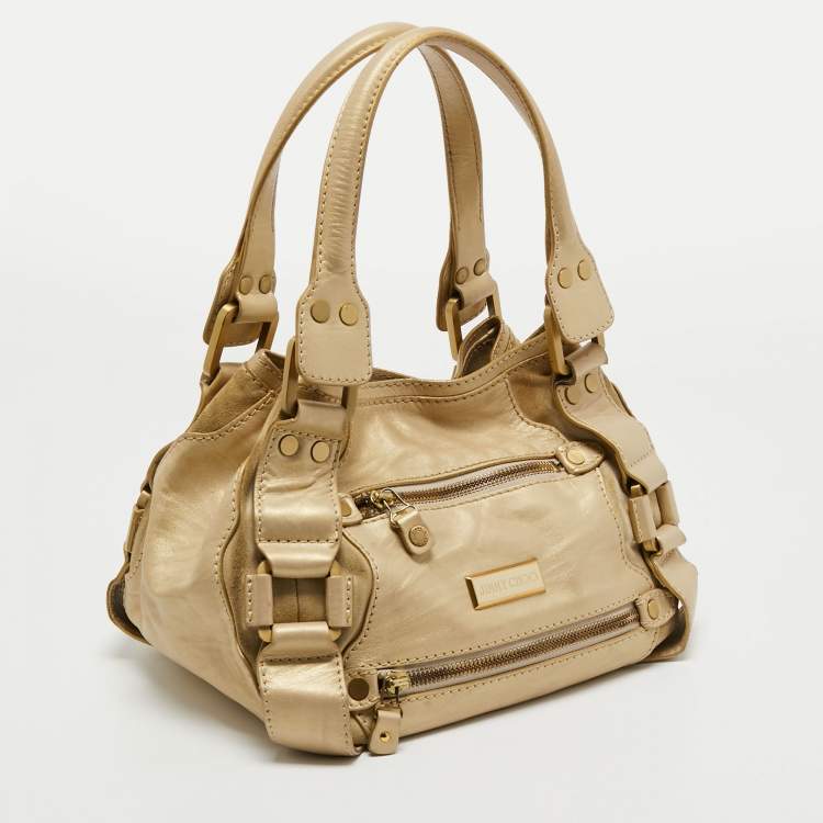 Pre Owned Jimmy Choo Gold Leather and Suede Mahala Bag