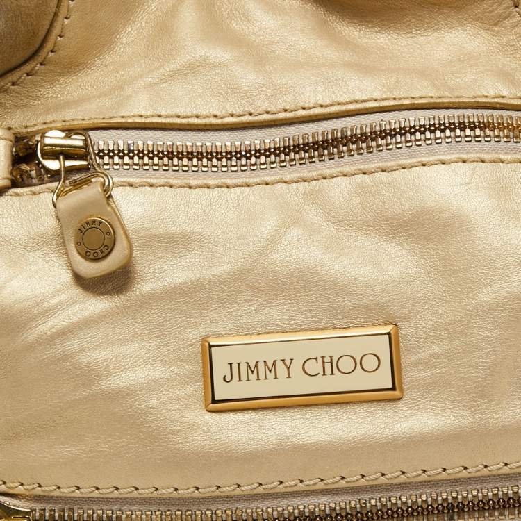 Pre Owned Jimmy Choo Gold Leather and Suede Mahala Bag
