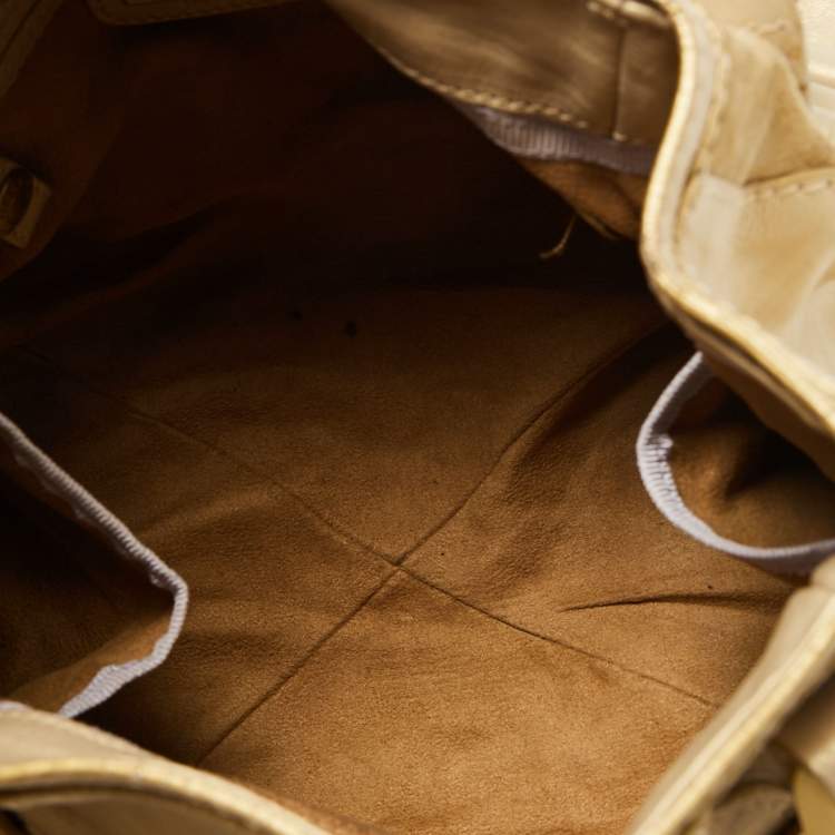 Pre Owned Jimmy Choo Gold Leather and Suede Mahala Bag
