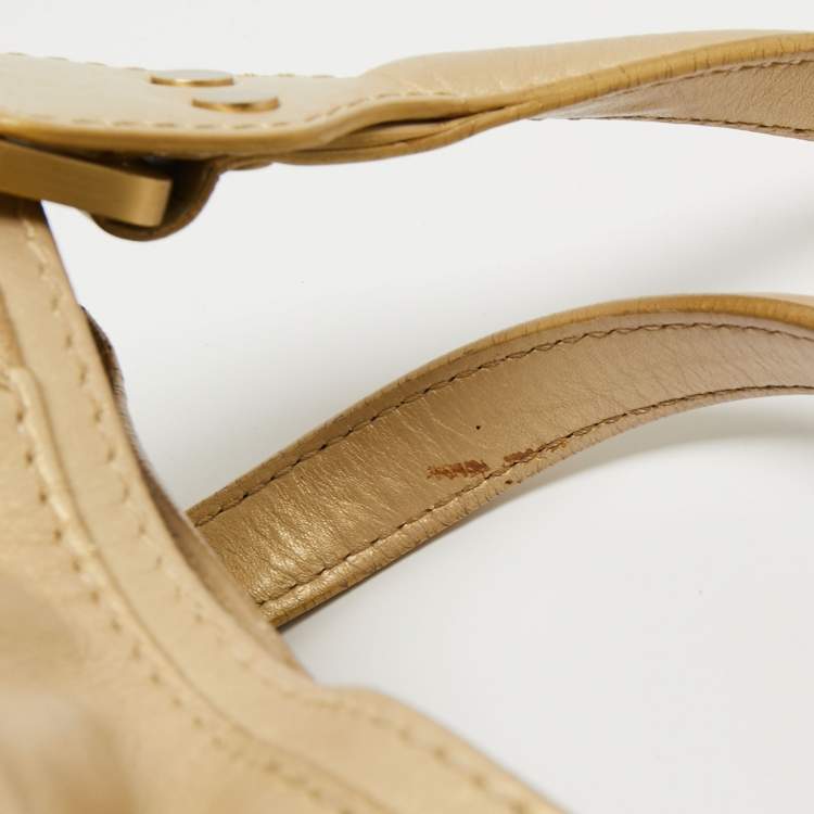 Pre Owned Jimmy Choo Gold Leather and Suede Mahala Bag