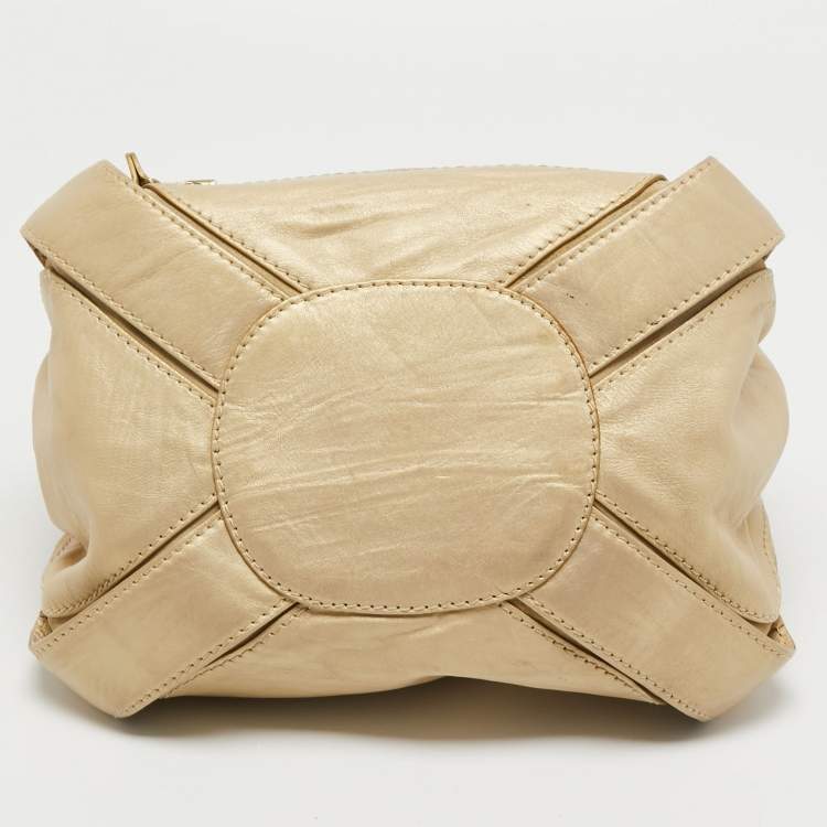 Pre Owned Jimmy Choo Gold Leather and Suede Mahala Bag