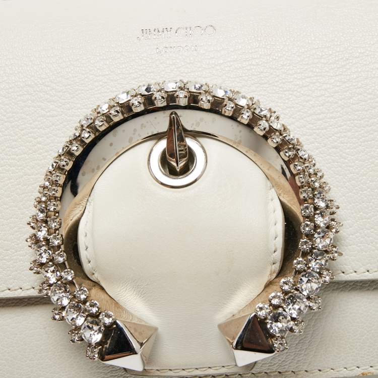 Pre Owned Jimmy Choo White Leather Madeline Crossbody Bag