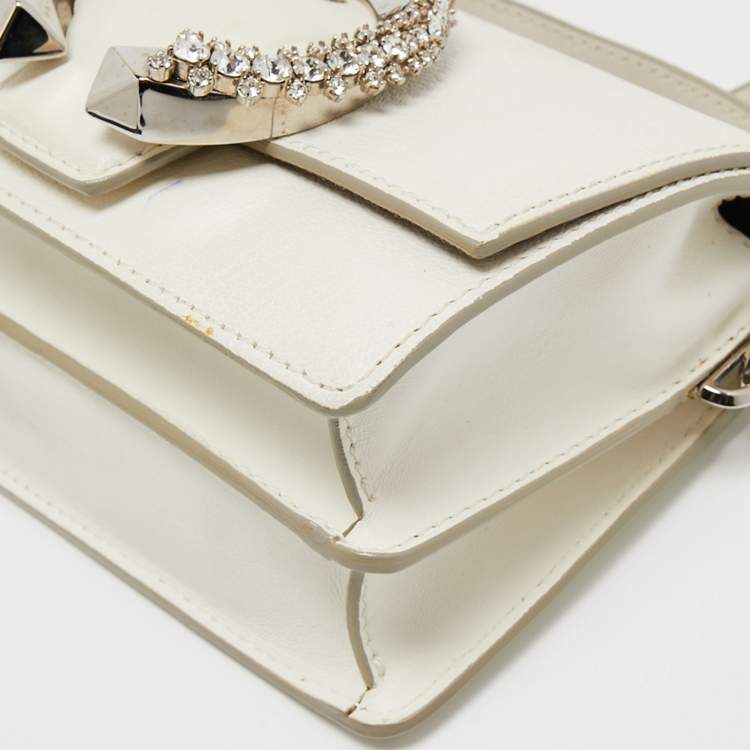 Pre Owned Jimmy Choo White Leather Madeline Crossbody Bag