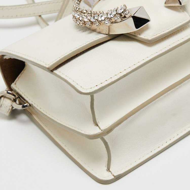 Pre Owned Jimmy Choo White Leather Madeline Crossbody Bag